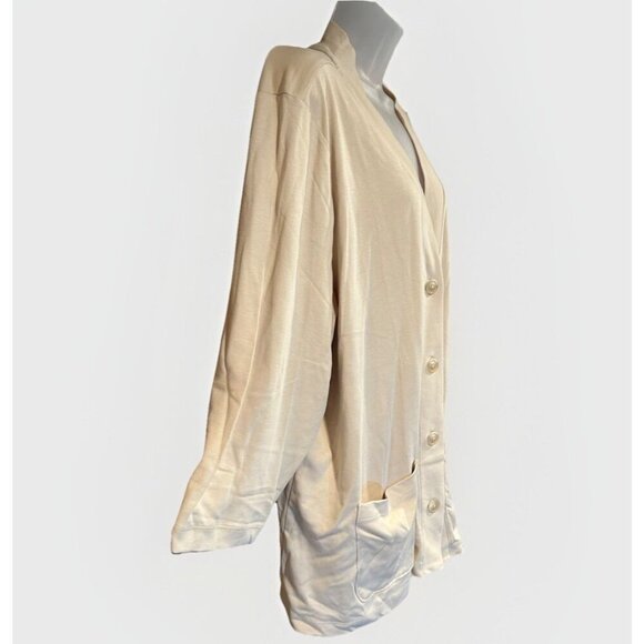 NEW Isaac Mizrahi Live Elements Cardigan Cotton Cream Workwear Womens Size 3XL - Picture 4 of 6